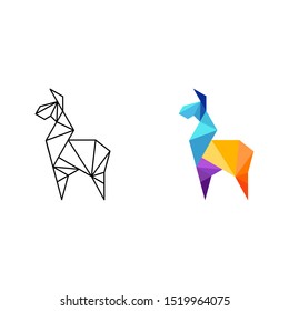 llama logo - low poly geometric style - modern vector illustration design