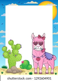 Llama with love glasses theme frame 1 - eps10 vector illustration.
