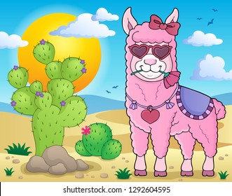 Llama with love glasses theme image 2 - eps10 vector illustration.