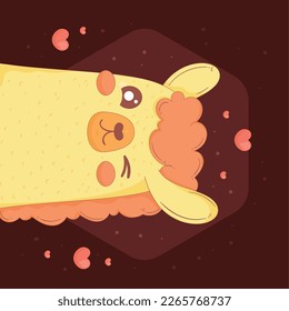 llama with love hearts character