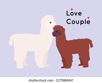 Llama Love illustration cute hand drawn elements design vector illustration