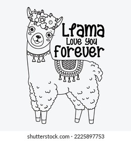 Llama Love You Forever svg Cricut cut file, DXF, PNG