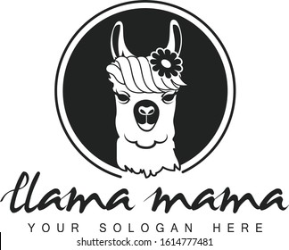 llama mama soap farm baby shower good lunch cute vector art circle logo template 