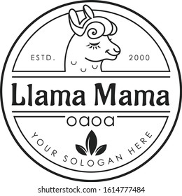 llama mama soap farm baby shower good lunch cute vector art circle logo template 