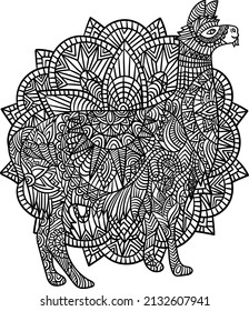 Llama Mandala Coloring Pages for Adults