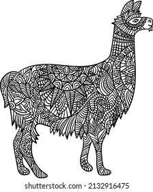 Llama Mandala Coloring Pages for Adults