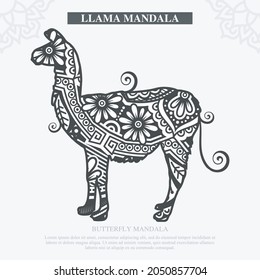 LLAMA Mandala Vector. Vintage decorative elements. Oriental pattern, vector illustration.