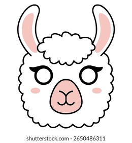 Llama máscara festa carnaval celebração aniversário plana cor vetor ilustração modelo design