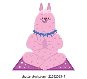llama in meditation pose icon isolated