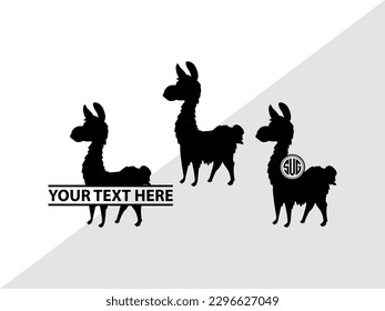 Llama Monogram Vector Illustration Silhouette