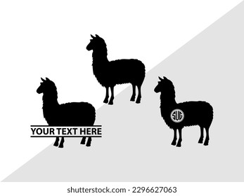 Llama Monogram Vector Illustration Silhouette