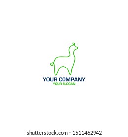 Llama Monoline Logo Design Vector