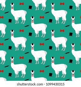 Llama with mustache seamless pattern
