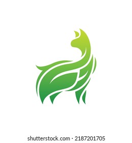 Llama Nature Leaf Logo Design