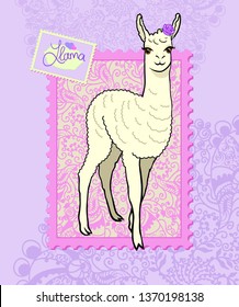 
llama on the background of the mark and ornament
