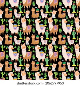 llama Pattern Design. Vector Illustration.