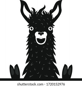 Llama Paws Over Wall Silhouette Vector Artwork