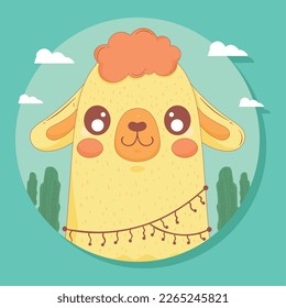 llama perubian in circle frame