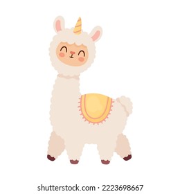 llama perubian with unicorn character