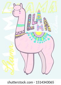 llama  in pink and the inscription Llama