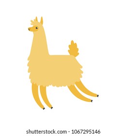 Llama Prancing Cute Character Illustration Flat Style Isolated on White Background