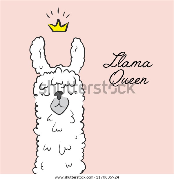 Llama Queen Drawing Animal Cute Cartoon Royalty Free Stock