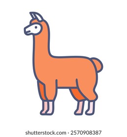 Llama red and blue color line icon on white background for web design, mobile app