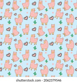 Llama Seamless Pattern Design . Vector Illustration.