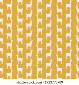 Llama seamless pattern. Flat vector stock illustration. Texture repeat cactu, wild animal. Backdrop, seamless wallpaper with llama for printing on fabric, textile. Isolated illustration