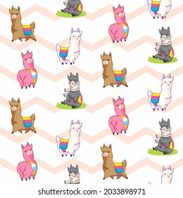 llama seamless pattern vector illustration