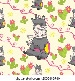 llama seamless pattern vector illustration