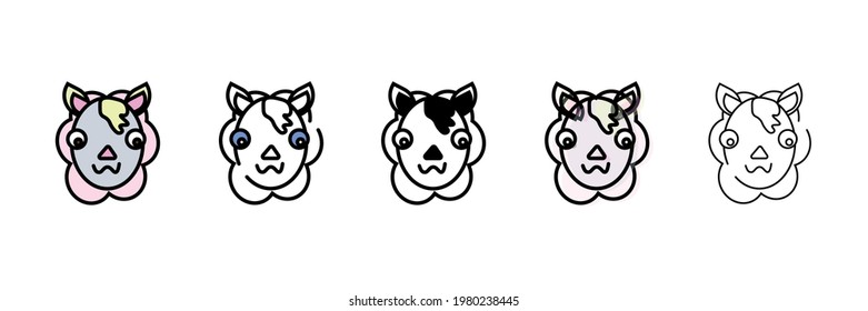 llama set vector type icon