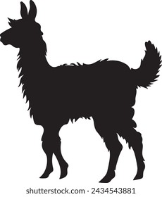 Llama Silhouette Vector Illustration White Background