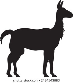 Llama Silhouette Vector Illustration White Background