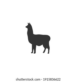 Llama silhouette vector on a white background