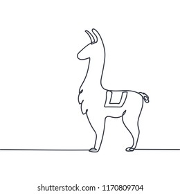 Llama sketch isolated on white single line illustration continous line vector drawing