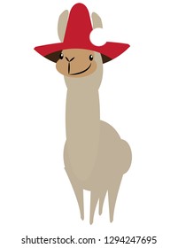 LLAMA Smiling with Red Hat