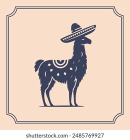 Llama with sombrero logo style illustration