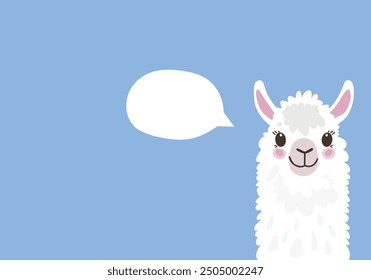 Llama with Speech Bubble on Blue Background