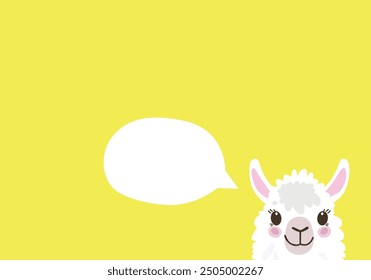 Llama with Speech Bubble on Yellow Background