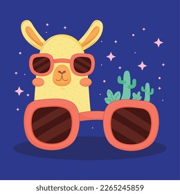 llama with summer sunglasses character