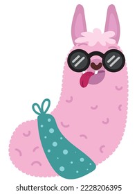 llama with sunglasses icon isolated