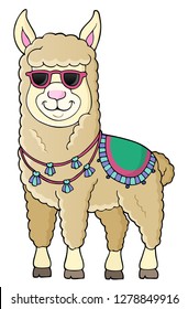Llama with sunglasses theme image 1 - eps10 vector illustration.