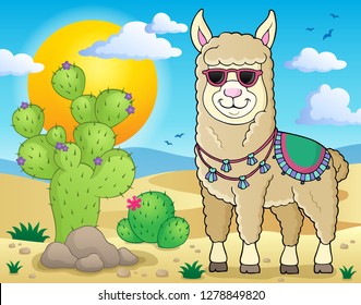 Llama con el tema de gafas de sol imagen 2 - eps10 ilustración vectorial.