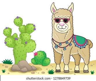 Llama with sunglasses theme image 3 - eps10 vector illustration.