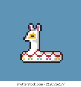 llama swimming balloon in pixel art style