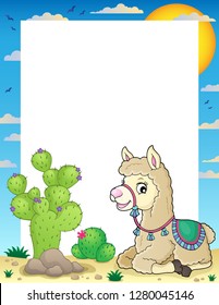 Llama theme frame- eps10 vector illustration.