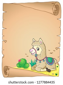 Llama theme parchment 4 - eps10 vector illustration.