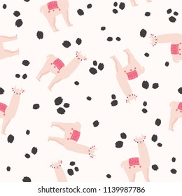 Llama trendy vector seamless pattern