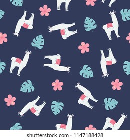 Llama trendy vector seamless pattern